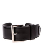 Prada Triangle Logo Leather Arm Cuff Bracelet Black