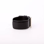 Prada Triangle Logo Leather Arm Cuff Bracelet Black