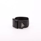 Prada Triangle Logo Leather Arm Cuff Bracelet Black