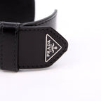 Prada Triangle Logo Leather Arm Cuff Bracelet Black