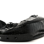 Balenciaga Extra Supple Calfskin Crocodile Embossed Monochrome Le Cagole Shoulder Bag XS Black
