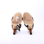 Gucci Horsebit Bamboo Sandal Heels Size 39 Black