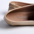 Chanel CC Chain Moccasin Loafers Patent Size 38.5 Tan