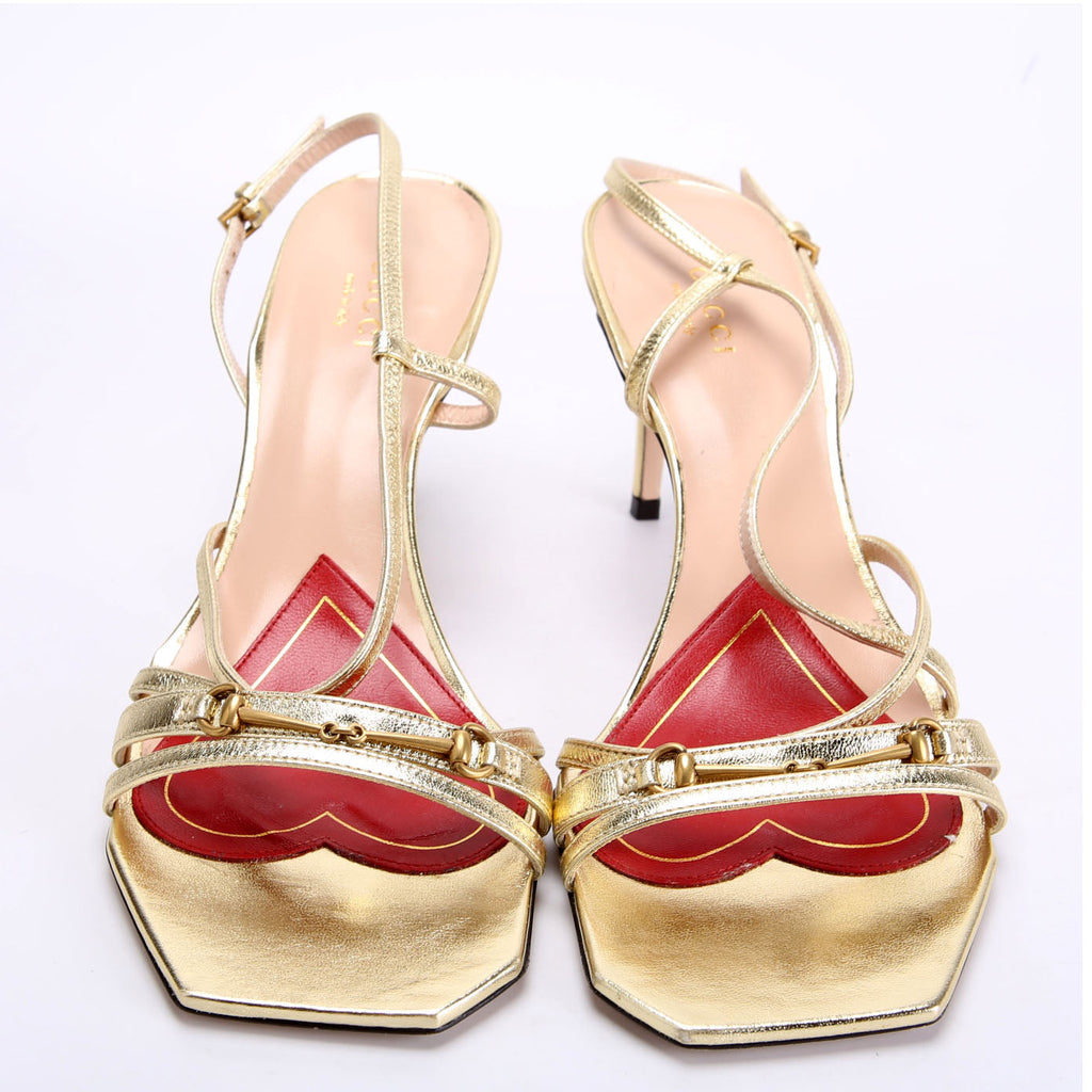 Gucci Victoria Strappy Horsebit Sandal Heels Size 38.5