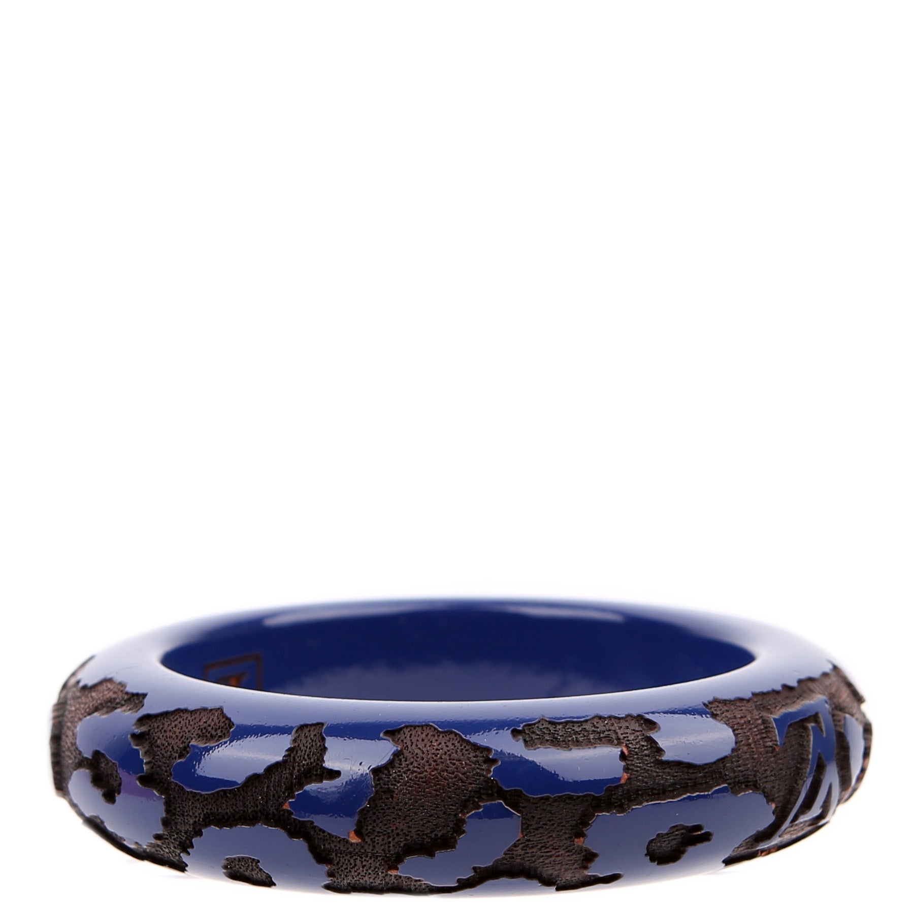 Louis Vuitton Leomonogram Lacquer/Wood Bangle Wide Bracelet Navy