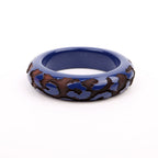 Louis Vuitton Leomonogram Lacquer/Wood Bangle Wide Bracelet Navy