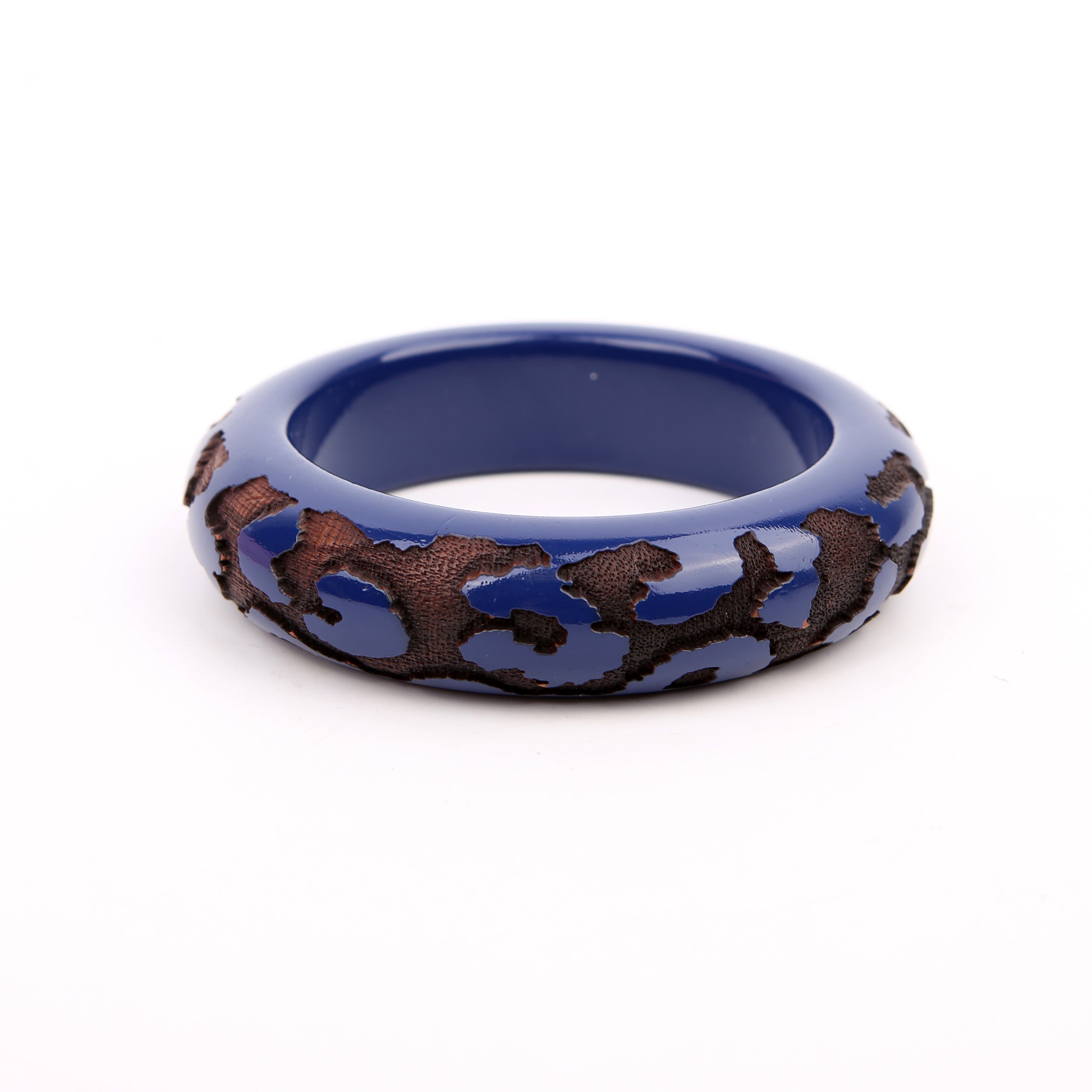 Louis Vuitton Leomonogram Lacquer/Wood Bangle Wide Bracelet Navy
