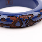 Louis Vuitton Leomonogram Lacquer/Wood Bangle Wide Bracelet Navy