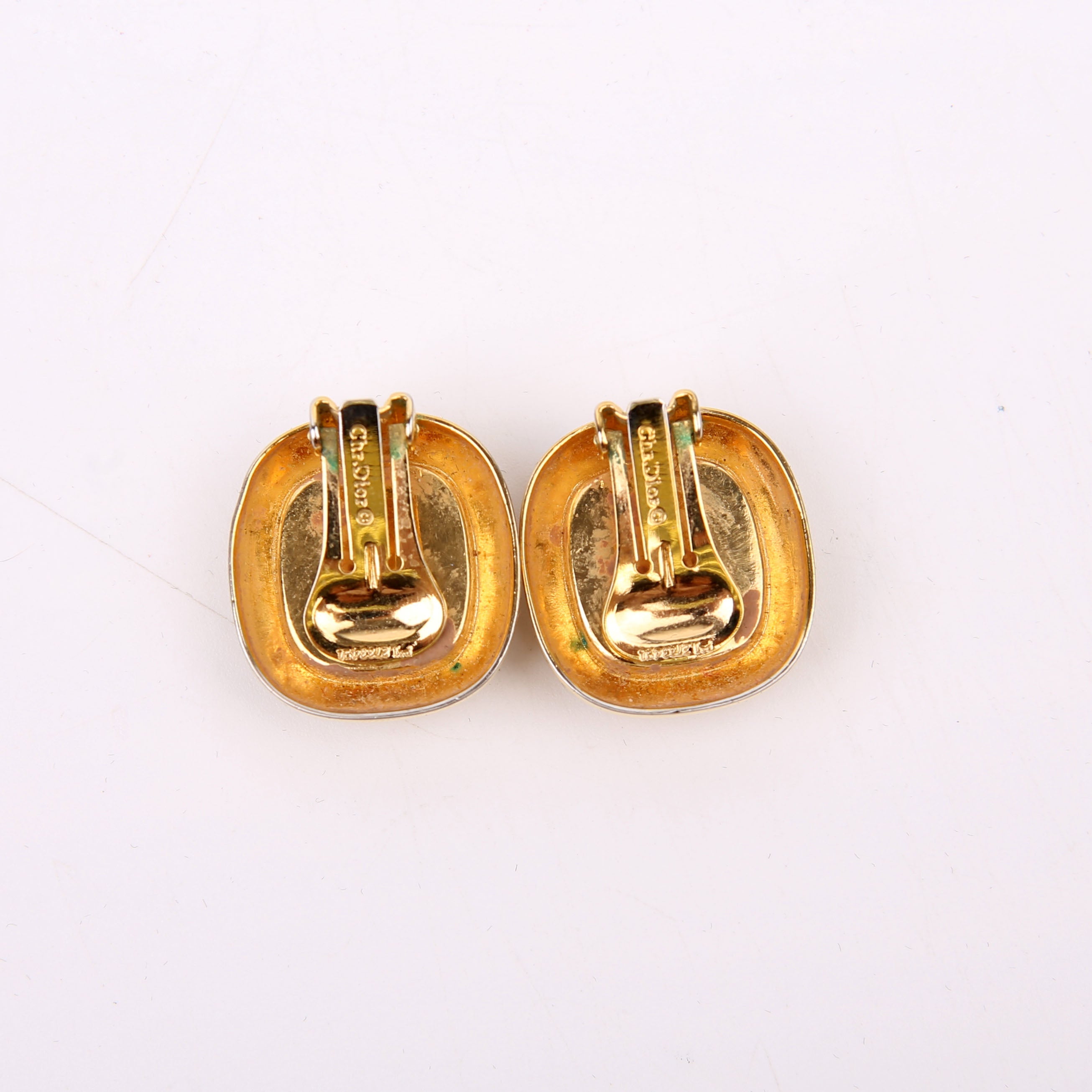 Christian Dior Resin Clip-Ons Vintage Earrings
