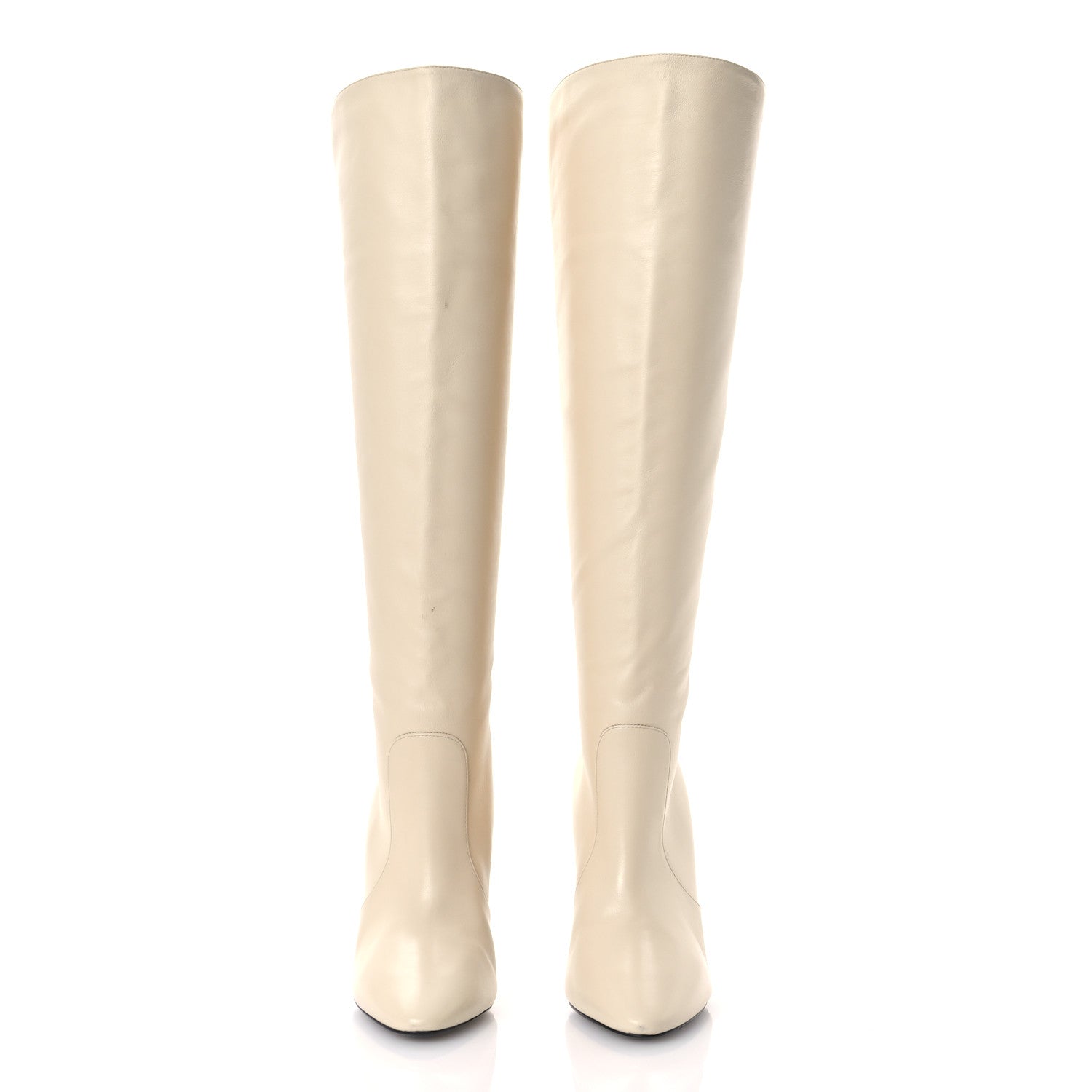 Saint Laurent Lambskin Koller 110 Tall Boots 40 Real Beige