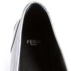 Fendi Metallic Vitello Baguette Loafers Size 39.5 Silver