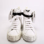 Prada Wheel Pouch Re-Nylon High Top Sneakers Size 38 White