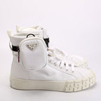 Prada Wheel Pouch Re-Nylon High Top Sneakers Size 38 White