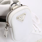 Prada Wheel Pouch Re-Nylon High Top Sneakers Size 38 White