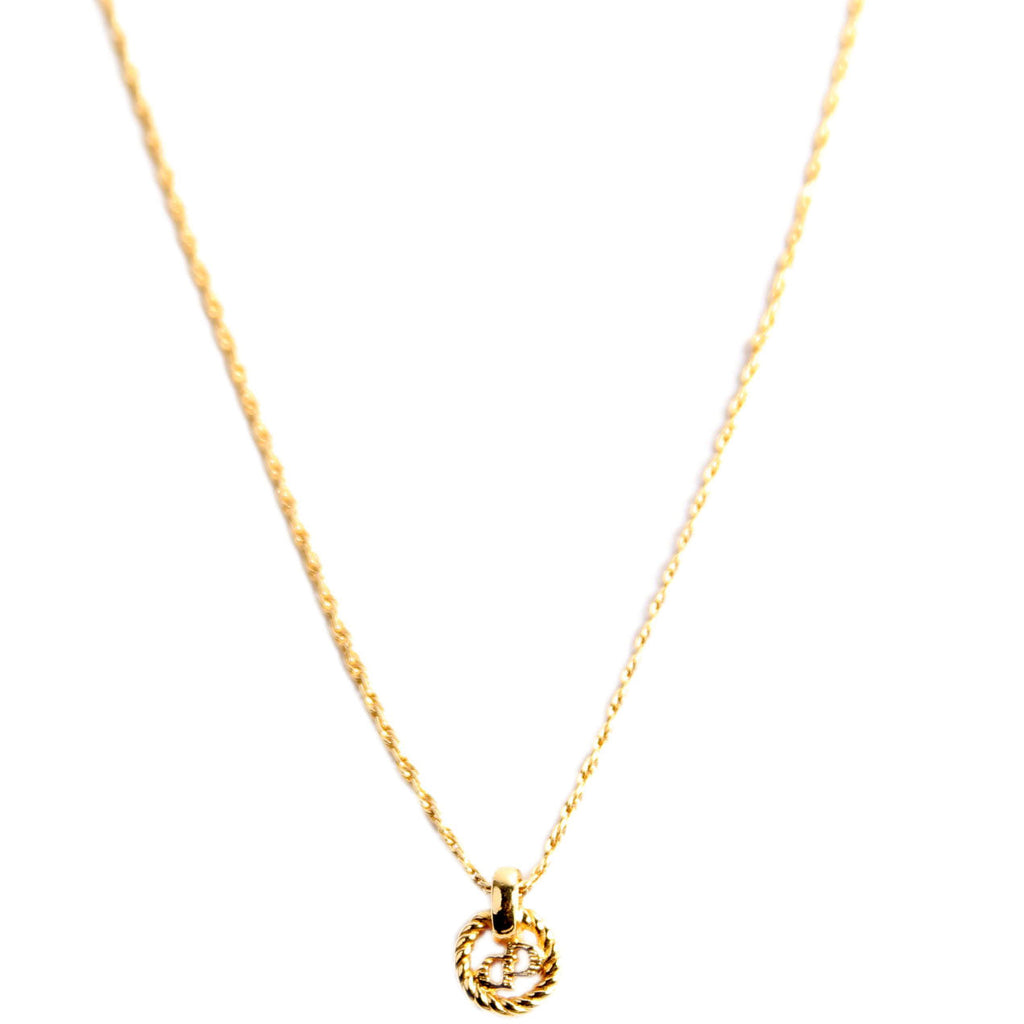 Christian Dior Vintage Circle CD Pendant Necklace Gold
