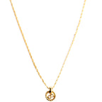 Christian Dior Vintage Circle CD Pendant Necklace Gold