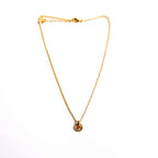 Christian Dior Vintage Circle CD Pendant Necklace Gold