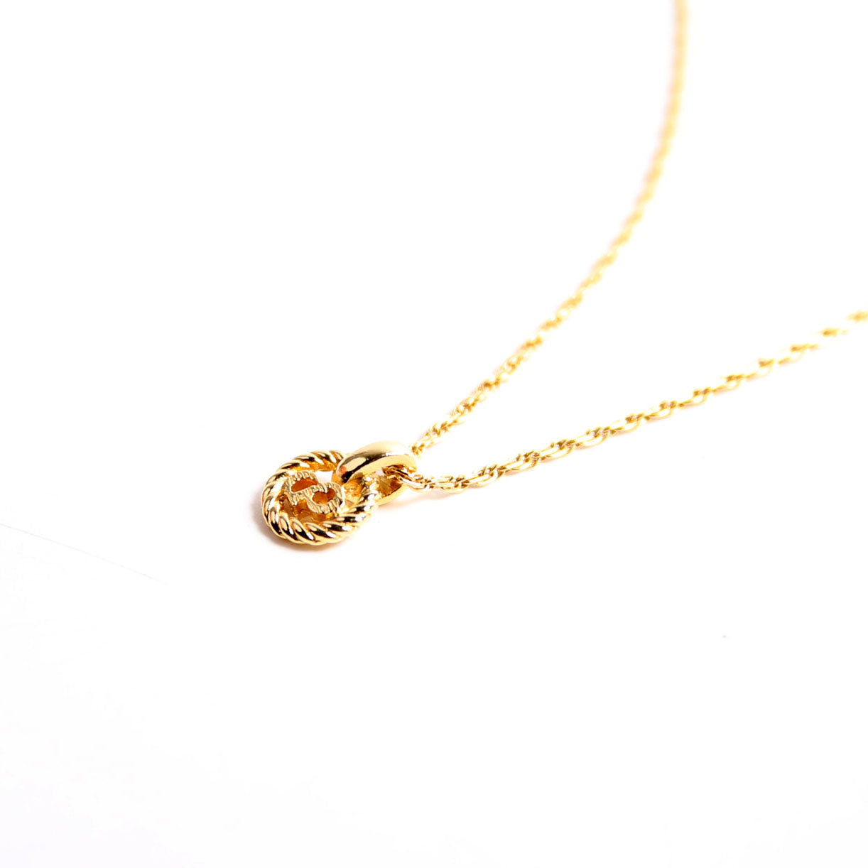 Christian Dior Vintage Circle CD Pendant Necklace Gold