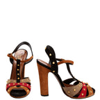 Gucci Jacquelyne Studded Suede Block Heels Size 38