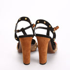Gucci Jacquelyne Studded Suede Block Heels Size 38