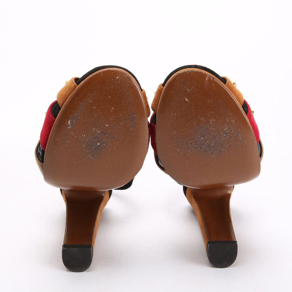 Gucci Jacquelyne Studded Suede Block Heels Size 38