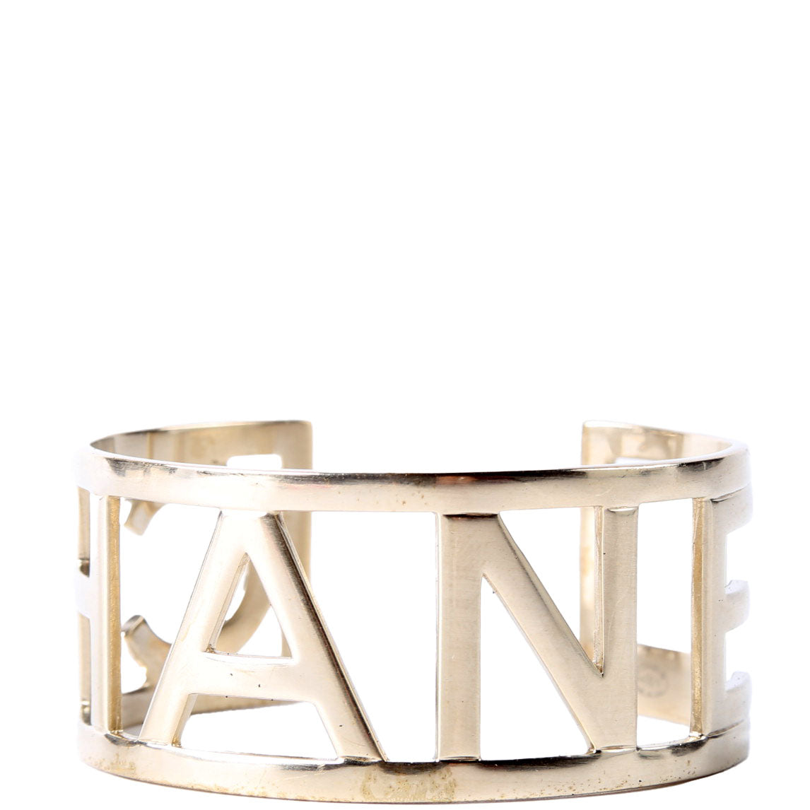 Chanel Logo Cutout Cuff Bracelet Gold