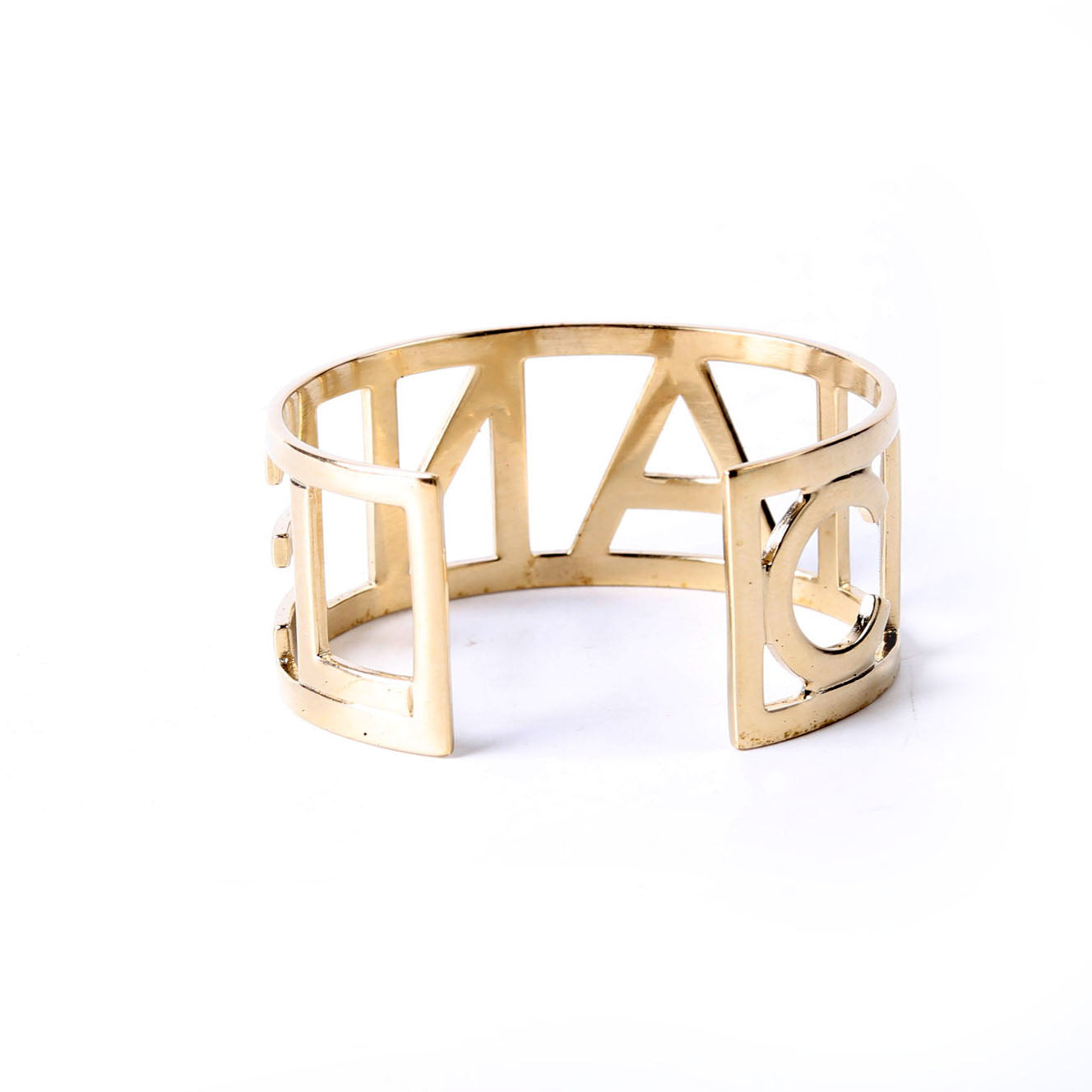 Chanel Logo Cutout Cuff Bracelet Gold