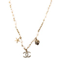 Chanel CC Charms Pearl Choker Necklace Gold/Pearl