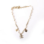Chanel CC Charms Pearl Choker Necklace Gold/Pearl