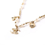 Chanel CC Charms Pearl Choker Necklace Gold/Pearl