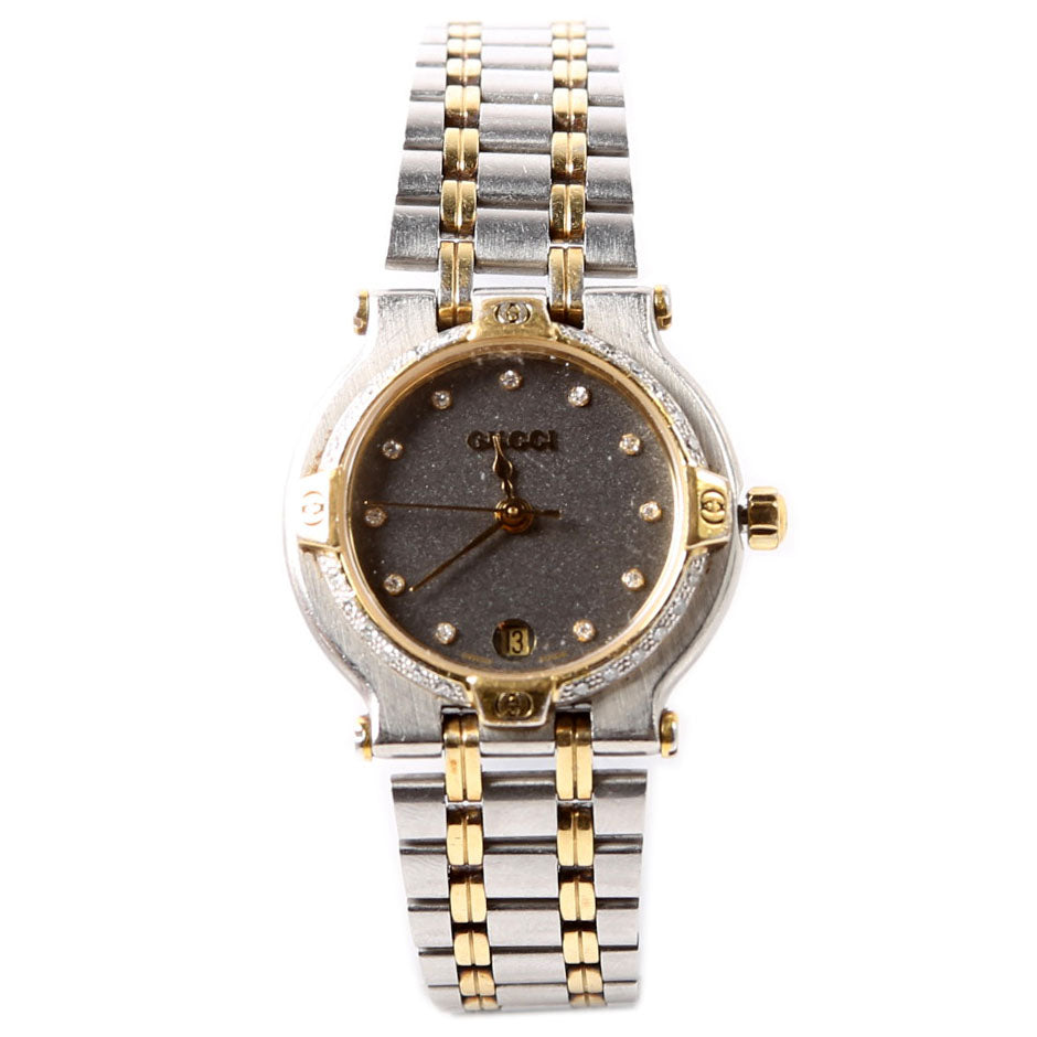 Gucci G Logo 9000L Stainless Steel/Diamond Watch Silver/Gold