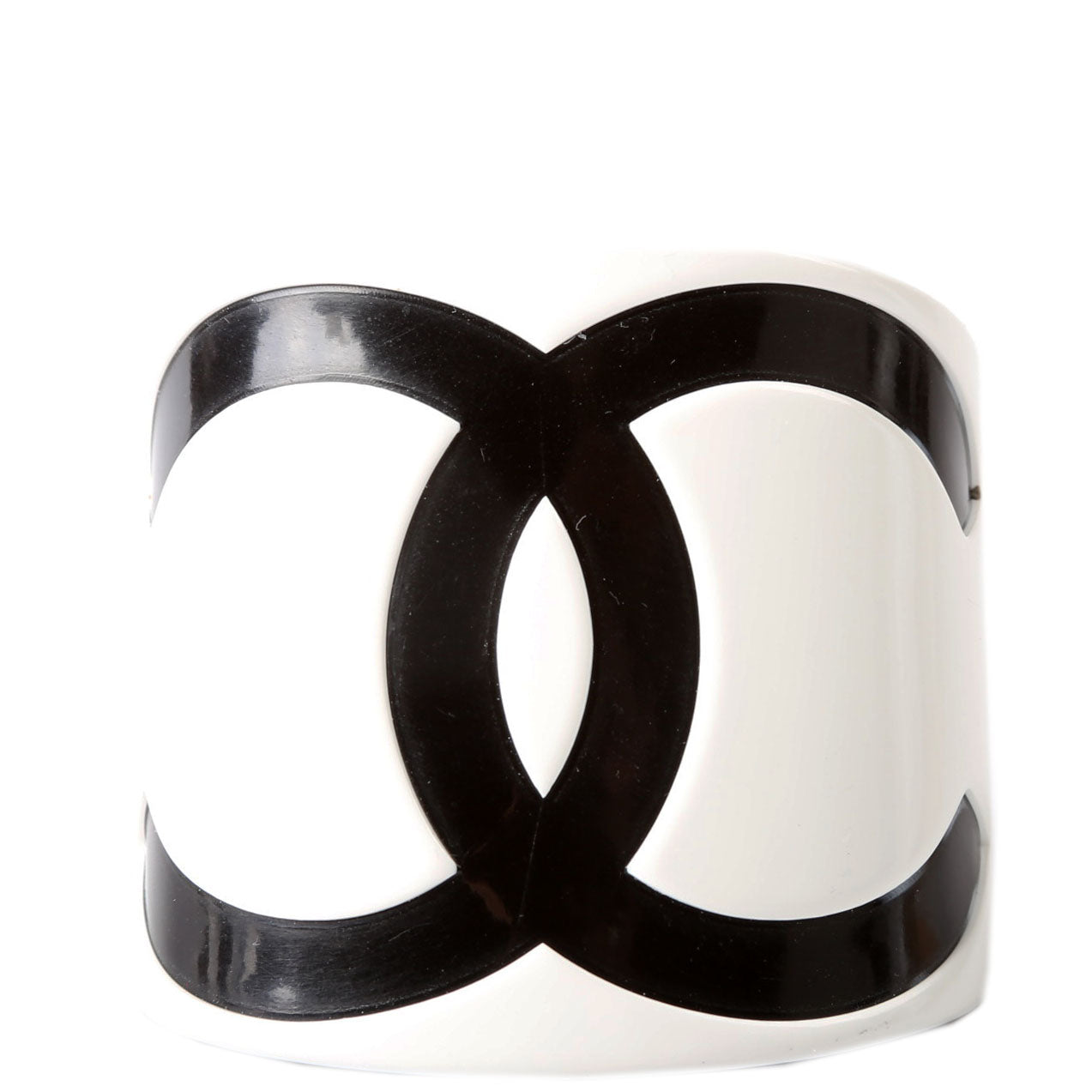 Chanel CC Resin Cuff Bracelet White/Black