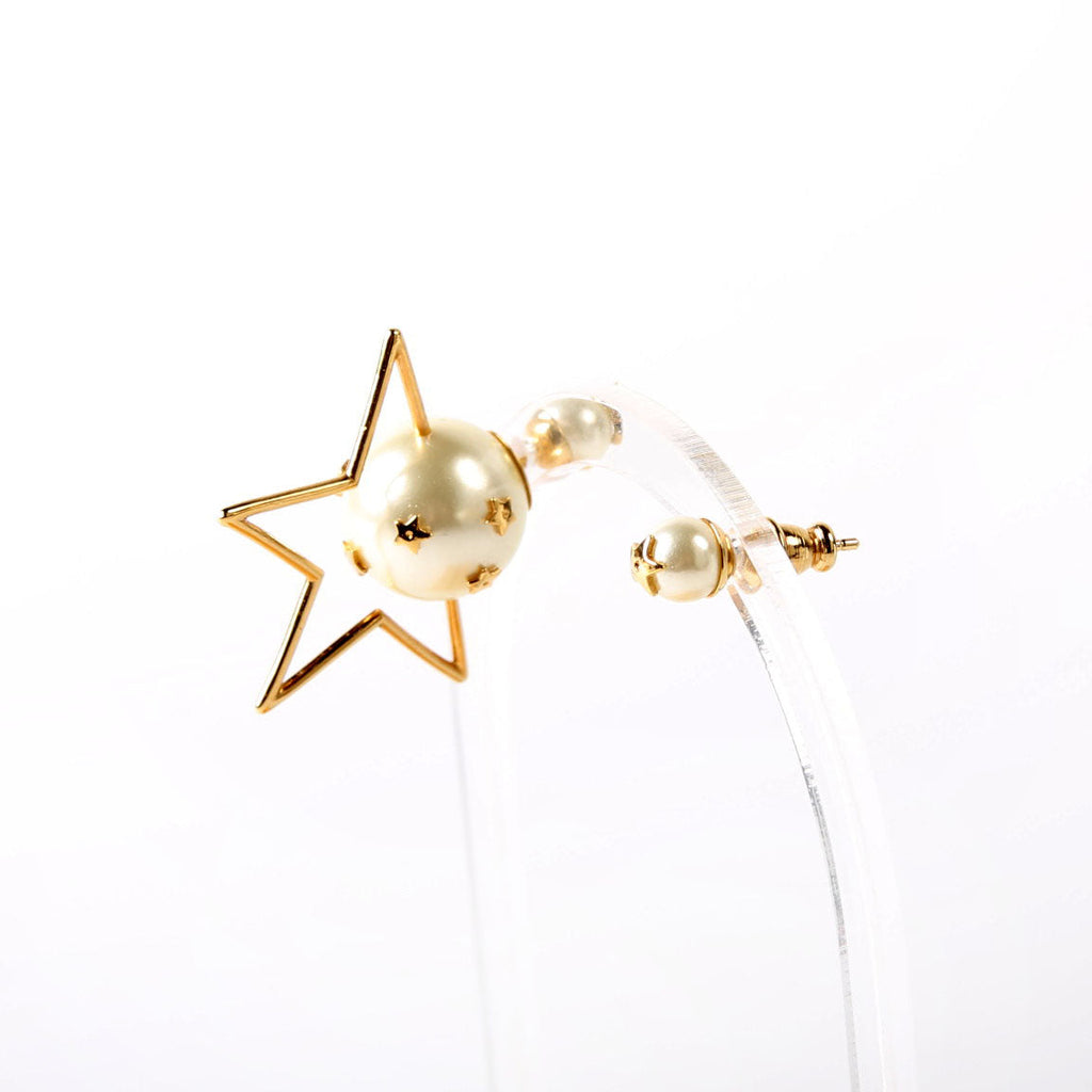 Christian Dior Pearl Star Tribales Stud Earrings Gold/Pearl