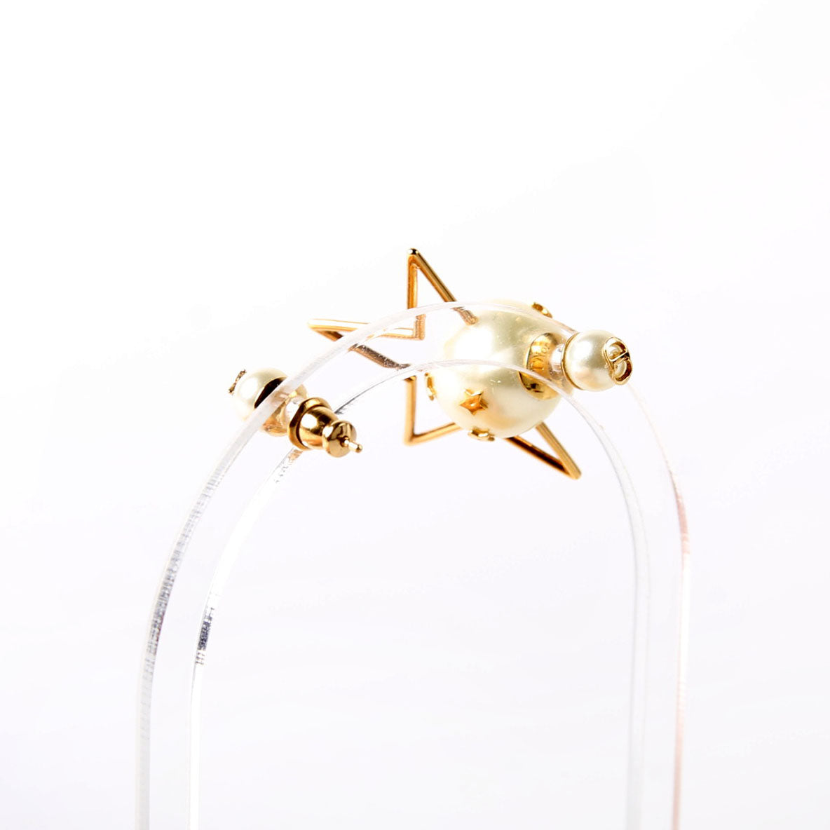 Christian Dior Pearl Star Tribales Stud Earrings Gold/Pearl