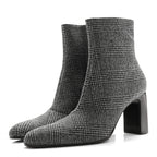 Balenciaga Wool Plaid Ankle Boots 41 Black White