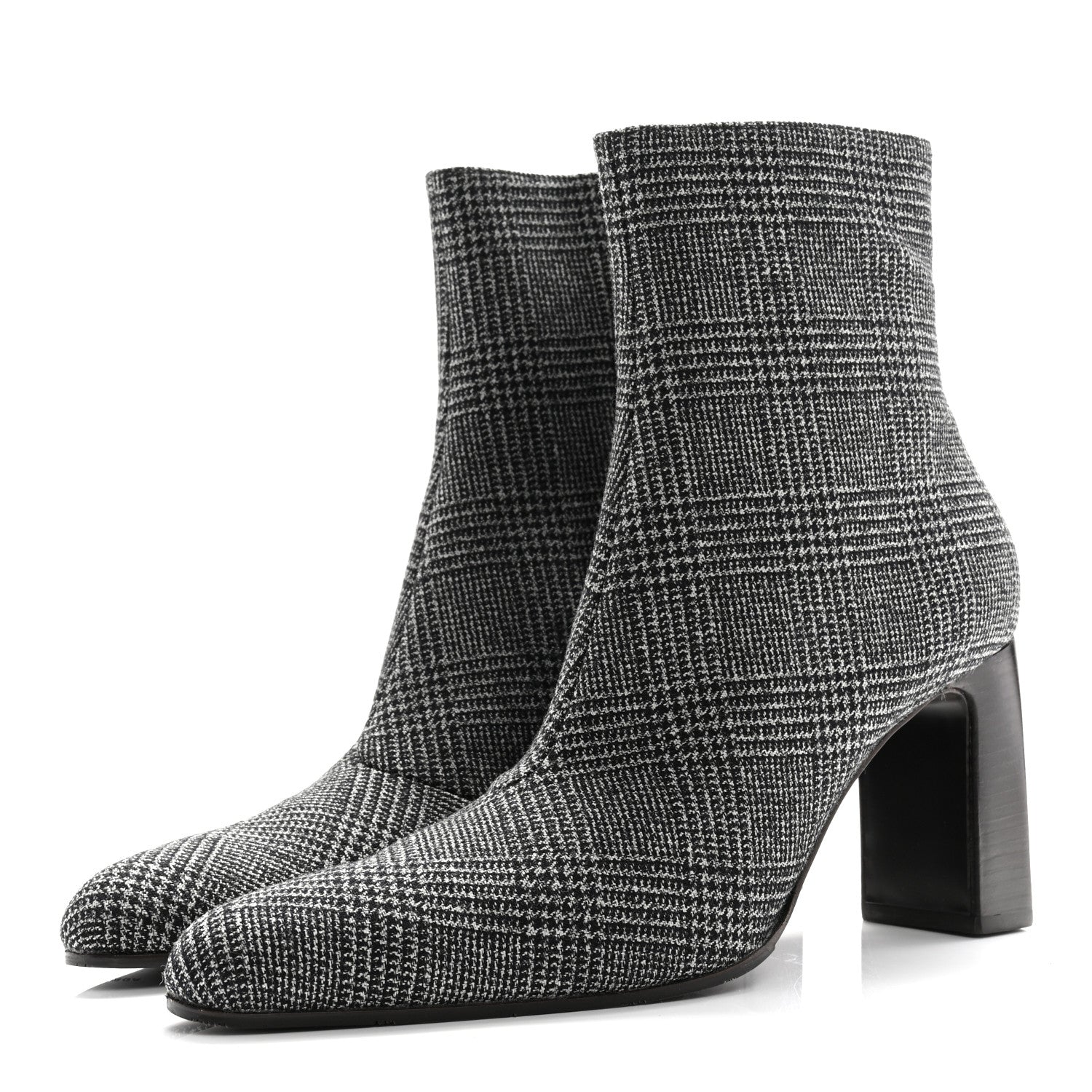 Balenciaga Wool Plaid Ankle Boots 41 Black White