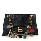 Balenciaga Crushed Calfskin Quilted Small Souvenirs Crush Chain Bag Black