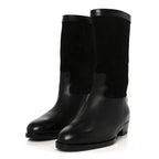 Chanel Suede Calfskin CC Short Boots 37.5 Black