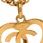 Chanel CC Heart Chain Pendant Necklace Gold