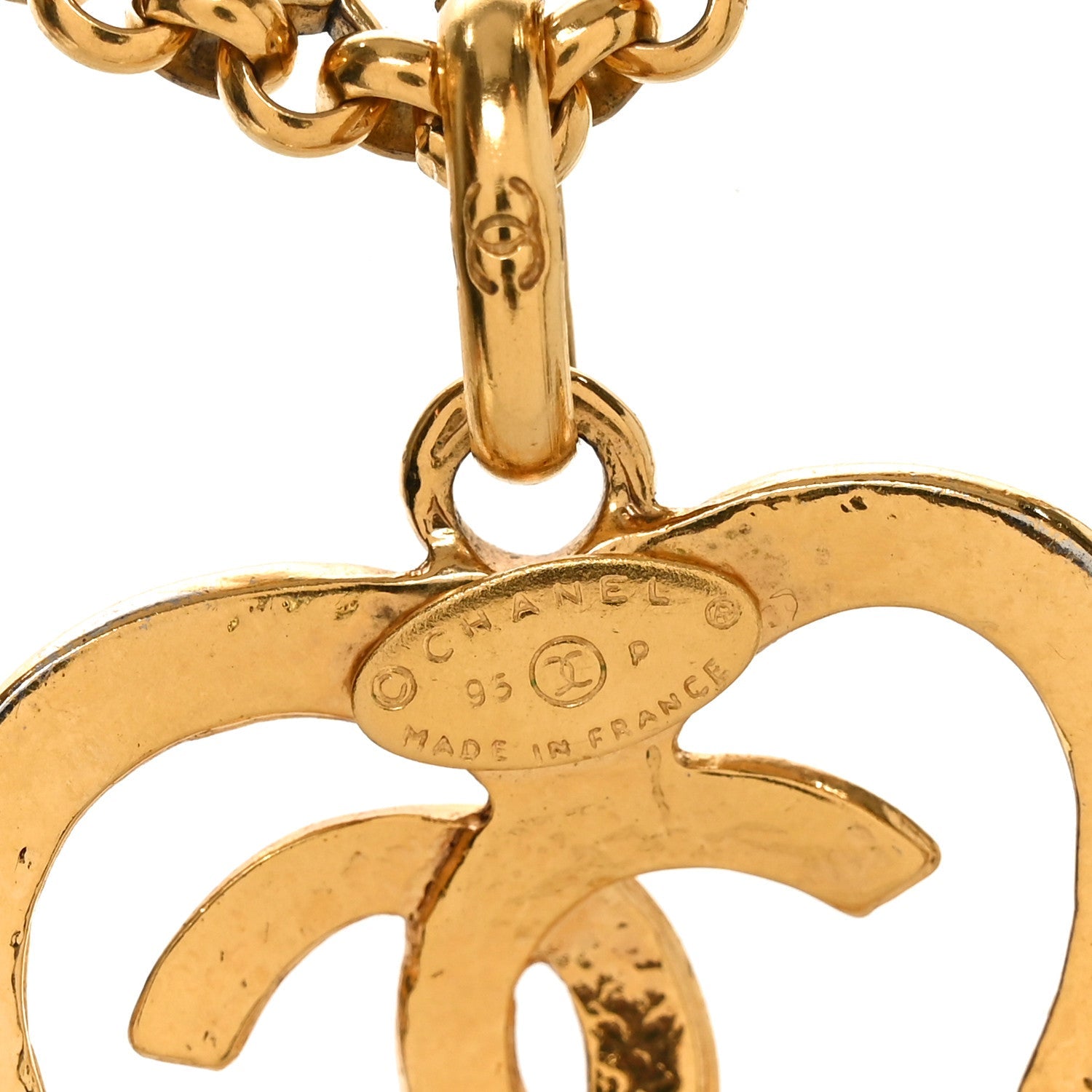 Chanel CC Heart Chain Pendant Necklace Gold