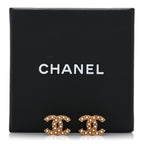 Chanel Pearl Studded CC Earrings Gold