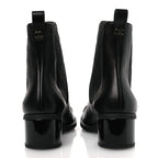 Chanel Shiny Grained Calfskin Patent Cap Toe Interlocking CC Short Boots 37.5 Black