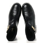 Chanel Calfskin Knit CC Short Boots 41 Black