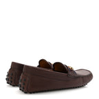 Gucci Soft Clove Calfskin Web Mens Horsebit Driver Loafers 7.5 Cocoa