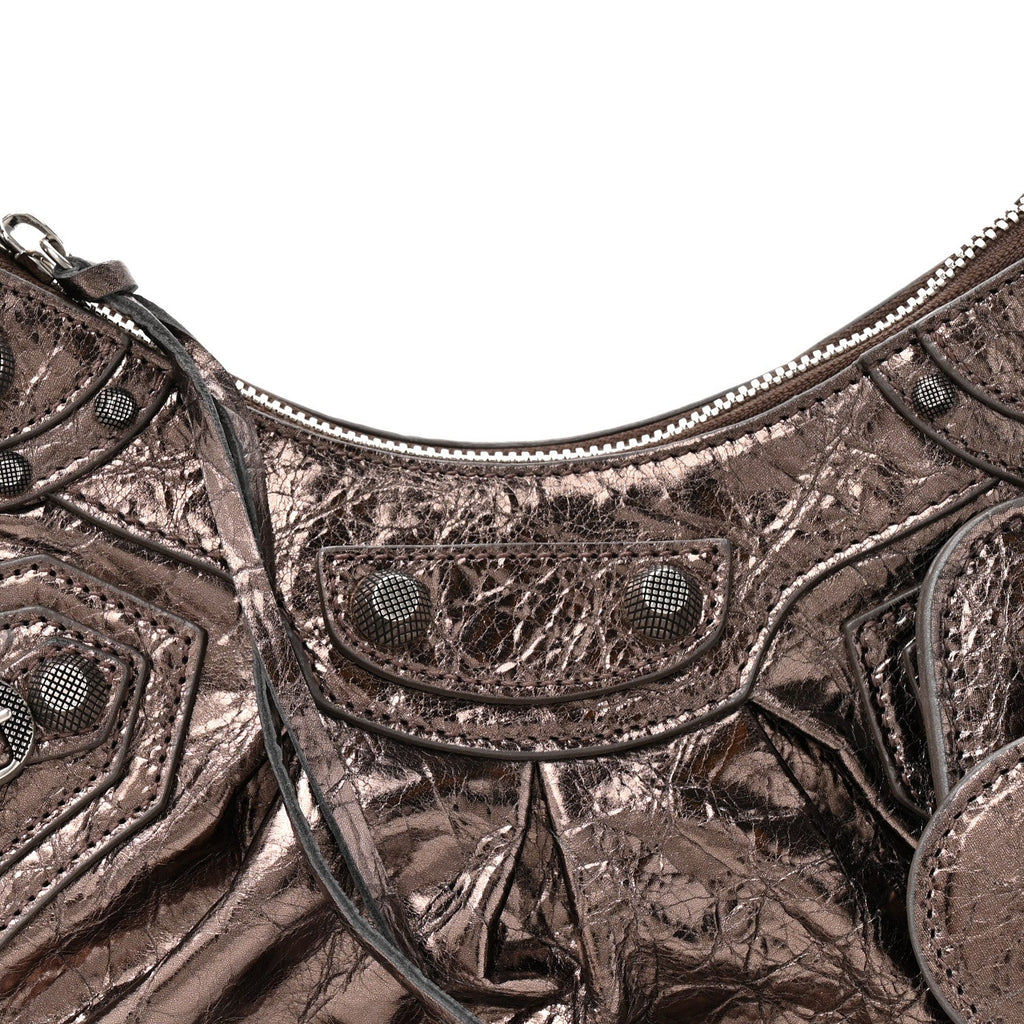 Balenciaga Metallic Agneau Arena Le Cagole Shoulder Bag XS  Dark Bronze