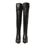 Fendi Nappa Microfiber Fabric FF Rockoko Thigh High Boots 35 Ebano Tobacco Black