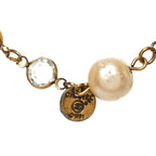 Chanel Crystal Pearl Chicklet Sautoir Necklace Red Gold