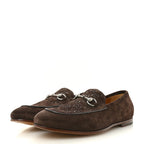 Gucci Luxury Suede GG Monogram Horsebit Mens Jordy Loafers 9 Night Cocoa