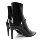 Saint Laurent Patent Vendome Buckle Ankle Booties 37 Black