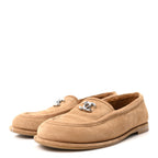Chanel Suede Calfskin CC Loafers 41 Dark Beige